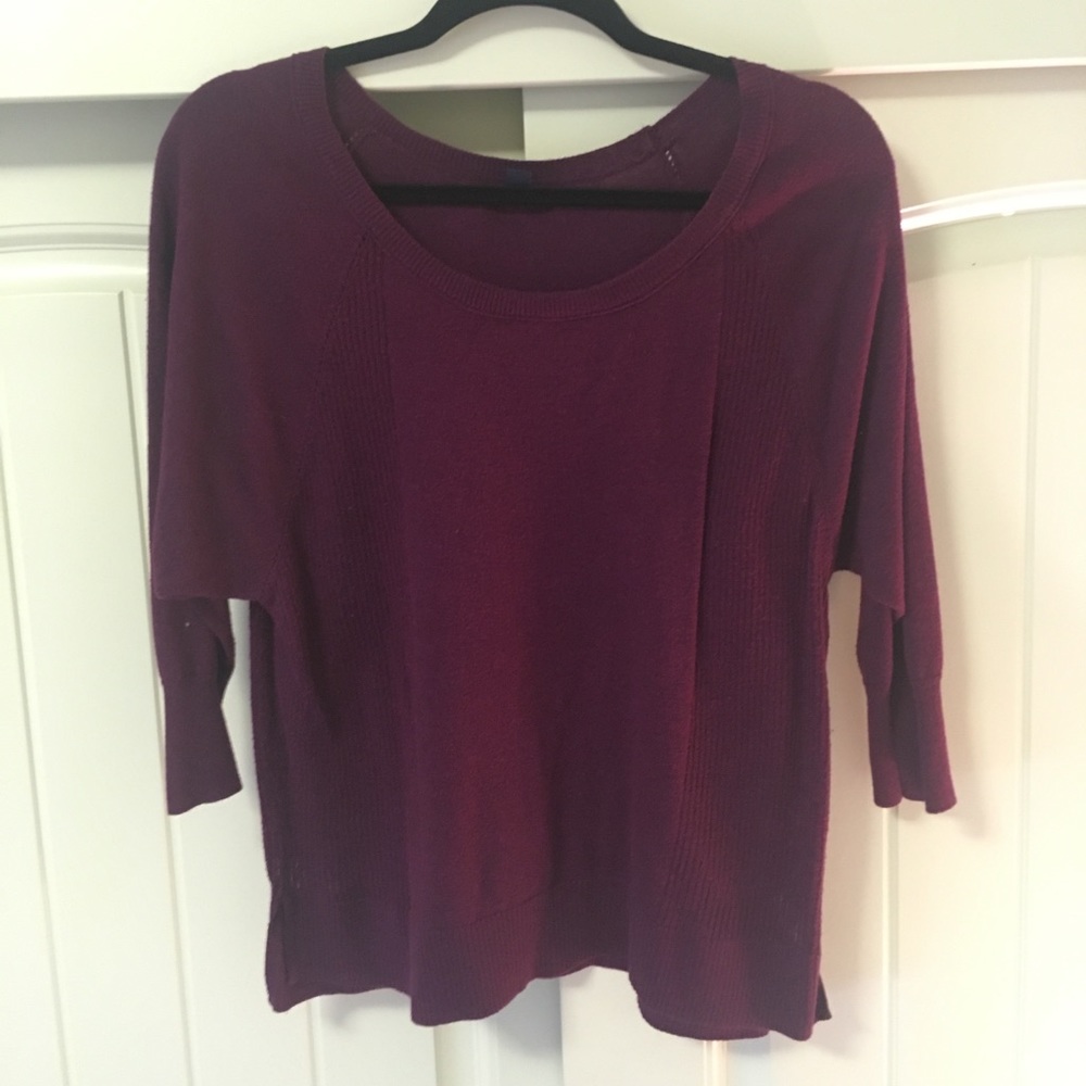 Purple, 3/4 sleeve, lightweight sweater